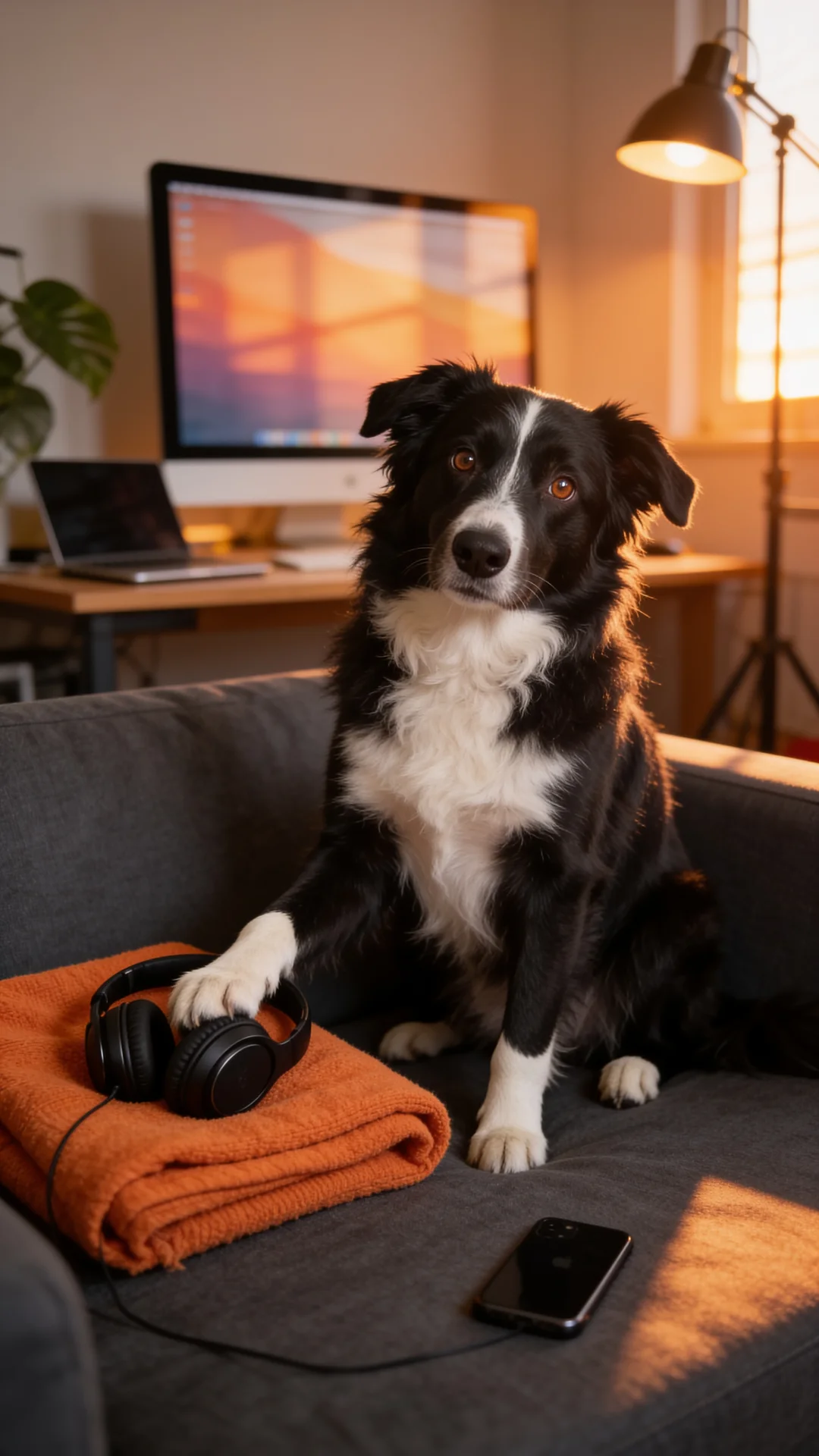 Ace, Alex's border collie, on the couch